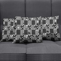 Black Palaka Japanese Patterns Pillow Cover Koi Fish Asanoha Sakura Patchwork Stylized - Polynesian Pride