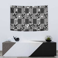 Black Palaka Japanese Patterns Tapestry Koi Fish Asanoha Sakura Patchwork Stylized - Polynesian Pride