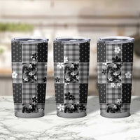 Black Palaka Japanese Patterns Tumbler Cup Koi Fish Asanoha Sakura Patchwork Stylized - Polynesian Pride