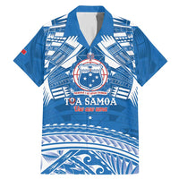 Toa Samoa Rugby Custom Family Matching Mermaid Dress and Hawaiian Shirt Uso aso uma Samoan Pattern Blue LT14 Dad's Shirt - Short Sleeve Blue - Polynesian Pride