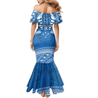 Toa Samoa Rugby Custom Family Matching Mermaid Dress and Hawaiian Shirt Uso aso uma Samoan Pattern Blue LT14 - Polynesian Pride