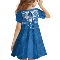 Toa Samoa Rugby Custom Family Matching Off Shoulder Maxi Dress and Hawaiian Shirt Uso aso uma Samoan Pattern Blue LT14 - Polynesian Pride