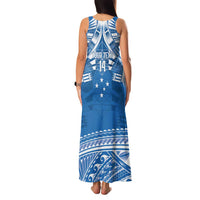Toa Samoa Rugby Custom Family Matching Tank Maxi Dress and Hawaiian Shirt Uso aso uma Samoan Pattern Blue LT14 - Polynesian Pride