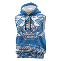 Toa Samoa Rugby Custom Sleeveless Hoodie Uso aso uma Samoan Pattern Blue - Polynesian Pride