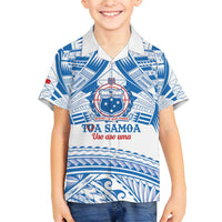 Toa Samoa Rugby Custom Family Matching Tank Maxi Dress and Hawaiian Shirt Uso aso uma Samoan Pattern White LT14 Son's Shirt White - Polynesian Pride