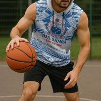 Toa Samoa Rugby Custom Sleeveless Hoodie Uso aso uma Samoan Pattern White - Polynesian Pride