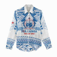 Toa Samoa Rugby Custom Women Casual Shirt Uso aso uma Samoan Pattern White - Polynesian Pride
