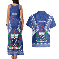 Personalised Samoa 685 Couples Matching Tank Maxi Dress and Hawaiian Shirt Samoan Pride Coat Of Arms LT14 - Polynesian Pride