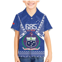 Personalised Samoa 685 Family Matching Mermaid Dress and Hawaiian Shirt Samoan Pride Coat Of Arms LT14 Son's Shirt Blue - Polynesian Pride