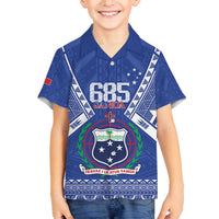 Personalised Samoa 685 Family Matching Off The Shoulder Long Sleeve Dress and Hawaiian Shirt Samoan Pride Coat Of Arms LT14 Son's Shirt Blue - Polynesian Pride
