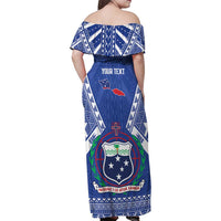Personalised Samoa 685 Family Matching Off Shoulder Maxi Dress and Hawaiian Shirt Samoan Pride Coat Of Arms LT14 - Polynesian Pride