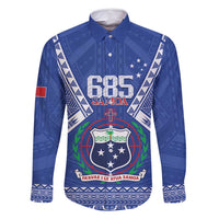 Personalised Samoa 685 Family Matching Off Shoulder Short Dress and Hawaiian Shirt Samoan Pride Coat Of Arms LT14 Dad's Shirt - Long Sleeve Blue - Polynesian Pride