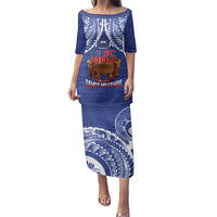 Toa Samoa Rugby Family Matching Puletasi and Hawaiian Shirt 685 Pride Tanoa Ula Fala LT14 Mom's Dress Blue - Polynesian Pride
