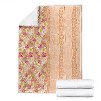 Orange Chiffon Aloha Hawaii Tiki Blanket Tropical Plumeria - Seamless Style