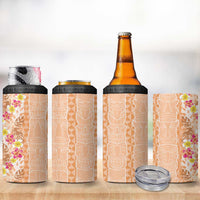 Orange Chiffon Aloha Hawaii Tiki 4 in 1 Can Cooler Tumbler Tropical Plumeria - Seamless Style LT14 - Polynesian Pride