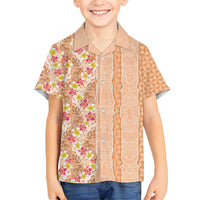 Orange Chiffon Aloha Hawaii Tiki Family Matching Off Shoulder Maxi Dress and Hawaiian Shirt Tropical Plumeria - Seamless Style LT14 Son's Shirt Orange - Polynesian Pride