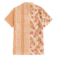 Orange Chiffon Aloha Hawaii Tiki Hawaiian Shirt Tropical Plumeria - Seamless Style