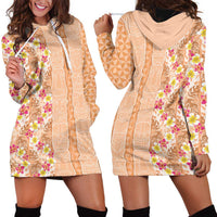 Orange Chiffon Aloha Hawaii Tiki Hoodie Dress Tropical Plumeria - Seamless Style LT14 - Polynesian Pride