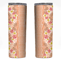 Orange Chiffon Aloha Hawaii Tiki Skinny Tumbler Tropical Plumeria - Seamless Style LT14 Orange - Polynesian Pride