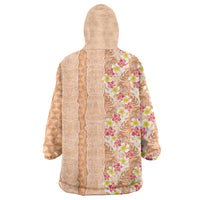 Orange Chiffon Aloha Hawaii Tiki Wearable Blanket Hoodie Tropical Plumeria - Seamless Style LT14 - Polynesian Pride