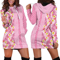 Pastel Magenta Aloha Hawaii Tiki Hoodie Dress Tropical Plumeria - Seamless Style LT14 - Polynesian Pride