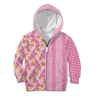 Pastel Magenta Aloha Hawaii Tiki Kid Hoodie Tropical Plumeria - Seamless Style LT14 Zip Hoodie Magenta - Polynesian Pride