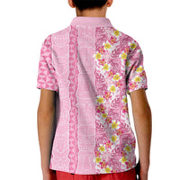 Pastel Magenta Aloha Hawaii Tiki Kid Polo Shirt Tropical Plumeria - Seamless Style LT14 - Polynesian Pride
