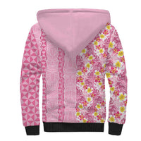 Pastel Magenta Aloha Hawaii Tiki Sherpa Hoodie Tropical Plumeria - Seamless Style LT14 - Polynesian Pride