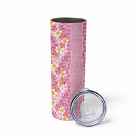 Pastel Magenta Aloha Hawaii Tiki Skinny Tumbler Tropical Plumeria - Seamless Style LT14 - Polynesian Pride