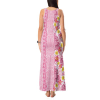 Pastel Magenta Aloha Hawaii Tiki Tank Maxi Dress Tropical Plumeria - Seamless Style LT14 - Polynesian Pride