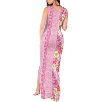 Pastel Magenta Aloha Hawaii Tiki Tank Maxi Dress Tropical Plumeria - Seamless Style LT14 - Polynesian Pride