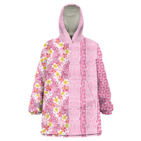 Pastel Magenta Aloha Hawaii Tiki Wearable Blanket Hoodie Tropical Plumeria - Seamless Style LT14 One Size Magenta - Polynesian Pride