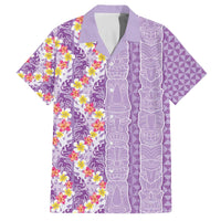 Lush Lilac Aloha Hawaii Tiki Family Matching Off The Shoulder Long Sleeve Dress and Hawaiian Shirt Tropical Plumeria - Seamless Style LT14 Dad's Shirt - Short Sleeve Purple - Polynesian Pride