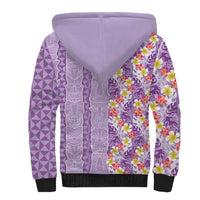 Lush Lilac Aloha Hawaii Tiki Sherpa Hoodie Tropical Plumeria - Seamless Style LT14 - Polynesian Pride