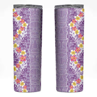 Lush Lilac Aloha Hawaii Tiki Skinny Tumbler Tropical Plumeria - Seamless Style LT14 Purple - Polynesian Pride