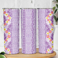 Lush Lilac Aloha Hawaii Tiki Skinny Tumbler Tropical Plumeria - Seamless Style LT14 - Polynesian Pride