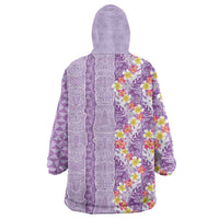Lush Lilac Aloha Hawaii Tiki Wearable Blanket Hoodie Tropical Plumeria - Seamless Style LT14 - Polynesian Pride