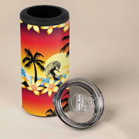 Tropical Islands Sunset Hawaii 4 in 1 Can Cooler Tumbler Go Surfing With Hula Girl - Summer Vibes LT14 - Polynesian Pride