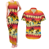 Tropical Islands Sunset Hawaii Couples Matching Tank Maxi Dress and Hawaiian Shirt Go Surfing With Hula Girl - Summer Vibes LT14 Red - Polynesian Pride
