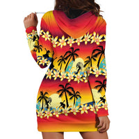 Tropical Islands Sunset Hawaii Hoodie Dress Go Surfing With Hula Girl - Summer Vibes LT14 - Polynesian Pride