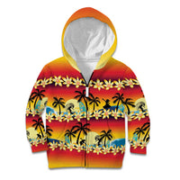 Tropical Islands Sunset Hawaii Kid Hoodie Go Surfing With Hula Girl - Summer Vibes LT14 Zip Hoodie Red - Polynesian Pride