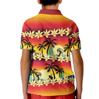 Tropical Islands Sunset Hawaii Kid Polo Shirt Go Surfing With Hula Girl - Summer Vibes LT14 - Polynesian Pride