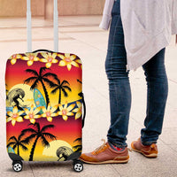 Tropical Islands Sunset Hawaii Luggage Cover Go Surfing With Hula Girl - Summer Vibes LT14 Red - Polynesian Pride