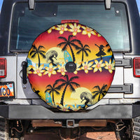 Tropical Islands Sunset Hawaii Spare Tire Cover Go Surfing With Hula Girl - Summer Vibes LT14 Red - Polynesian Pride