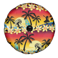 Tropical Islands Sunset Hawaii Spare Tire Cover Go Surfing With Hula Girl - Summer Vibes LT14 - Polynesian Pride