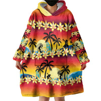 Tropical Islands Sunset Hawaii Wearable Blanket Hoodie Go Surfing With Hula Girl - Summer Vibes LT14 - Polynesian Pride