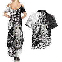 Aotearoa Manaia NZ Maori Silver Fern Couples Matching Summer Maxi Dress and Hawaiian Shirt LT14 - Polynesian Pride