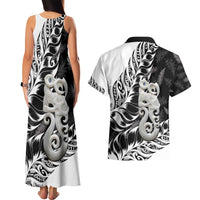 Aotearoa Manaia NZ Maori Silver Fern Couples Matching Tank Maxi Dress and Hawaiian Shirt LT14 - Polynesian Pride