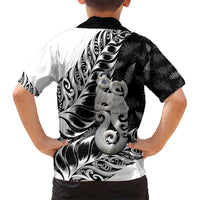 Aotearoa Manaia NZ Maori Silver Fern Family Matching Short Sleeve Bodycon Dress and Hawaiian Shirt LT14 - Polynesian Pride