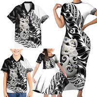 Aotearoa Manaia NZ Maori Silver Fern Family Matching Short Sleeve Bodycon Dress and Hawaiian Shirt LT14 - Polynesian Pride